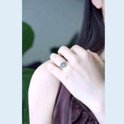 Aquamarine free size ring surgical Stainless Steel Harukasumi