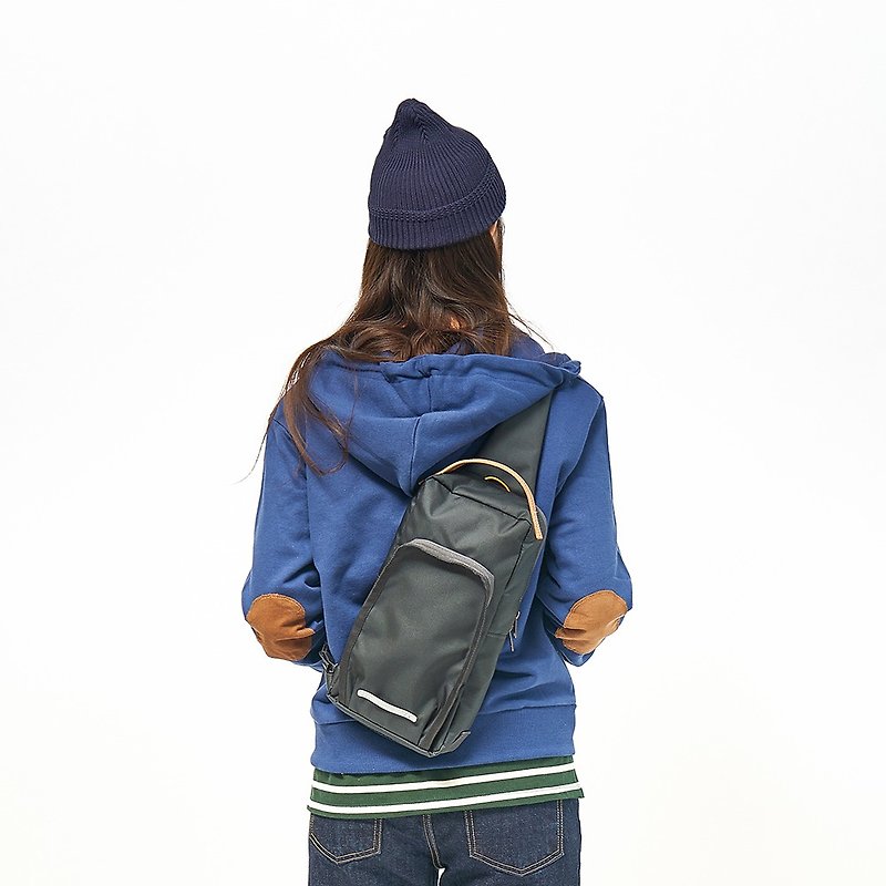 RAWROW-square series-dual classic shoulder bag (hand / shoulder) - dark blue gray - RSL600CH - Messenger Bags & Sling Bags - Nylon Blue