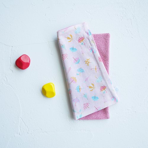 Mouton blanC 有機棉刺繡手帕巾 ハンカチ - 粉色雨傘