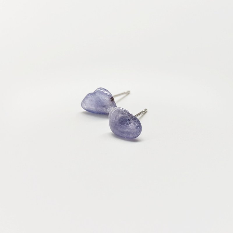 Natural Crystal Stone Tanzanite Stainless Steel Earrings - ต่างหู - เครื่องประดับพลอย 