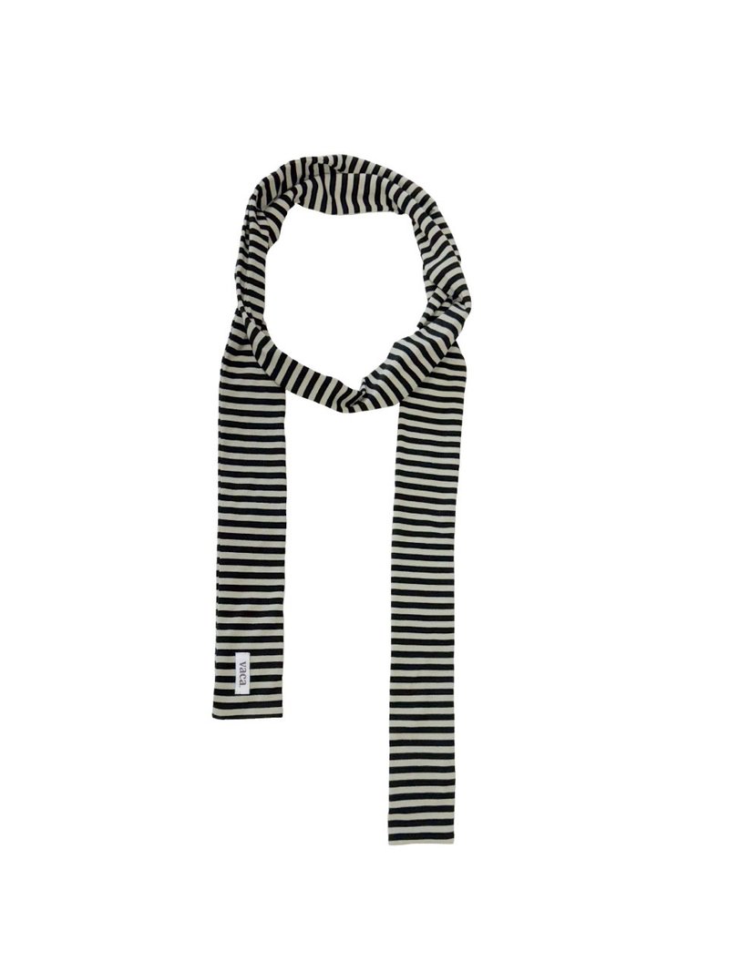 STRIPE LOGO MUFFLER (BLACK) - 絲巾 - 棉．麻 黑色