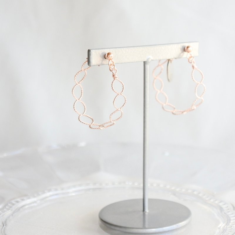 Tsumugi - Pink - 耳環/耳夾/耳骨夾 - 其他金屬 粉紅色