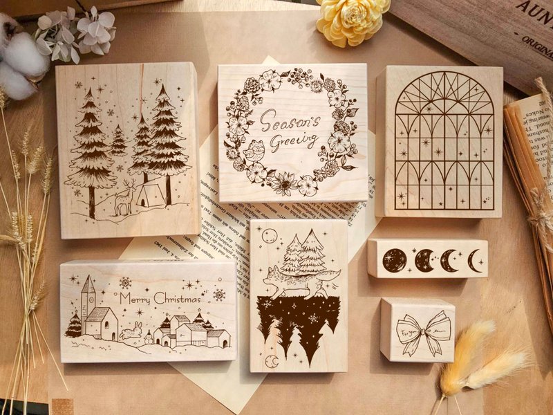 Snow Country Forest Maple Stamp Set - ตราปั๊ม/สแตมป์/หมึก - วัสดุอื่นๆ 