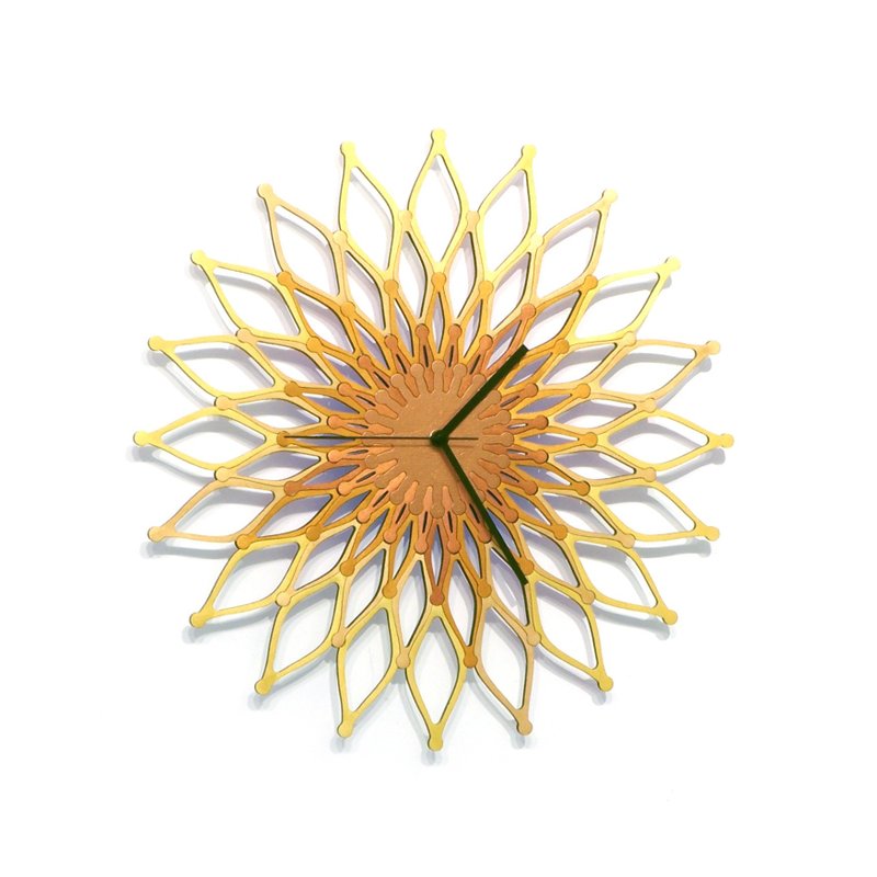 Fireworks copper - large wooden sunburst wall clock in copper / gold - Clocks - Wood Gold