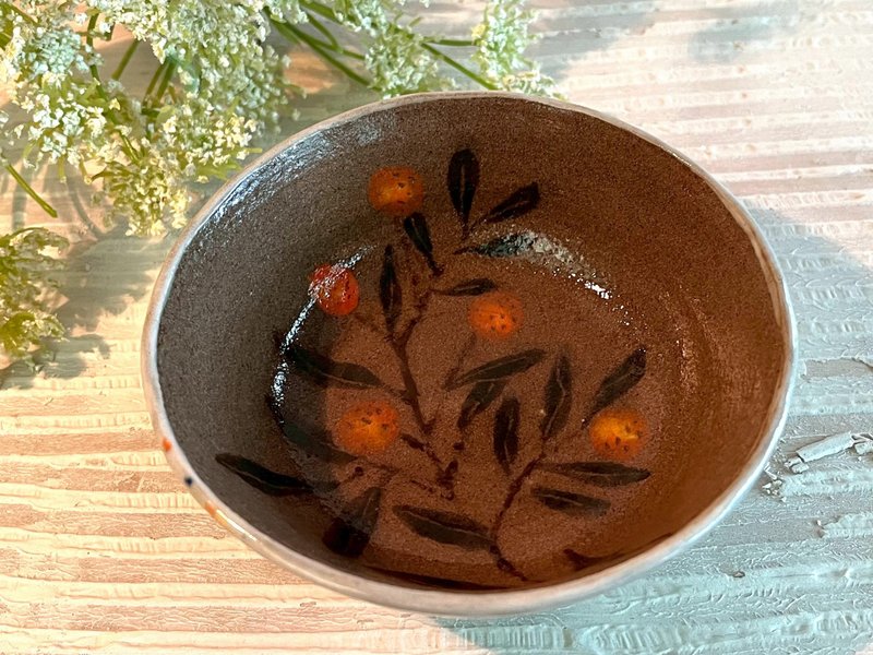 小金桔刻劃陶製小缽_陶瓷餐碗 - 碗 - 陶 橘色