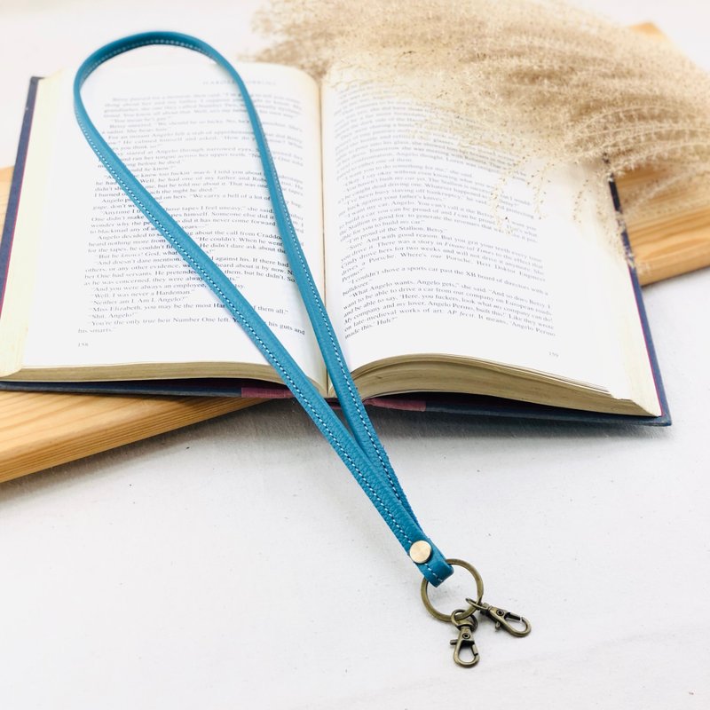 有格調。皮革頸繩 - 青藍色 - 識別證 / 鑰匙圈 / 悠遊卡 - 手機掛繩/背帶 - 真皮 藍色