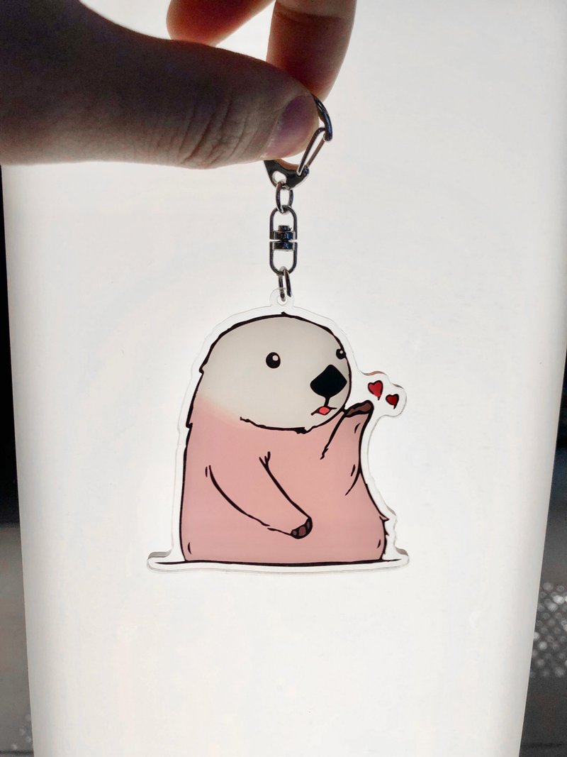 【Blowing Kiss】Sea Otter Keychain - Keychains - Plastic 