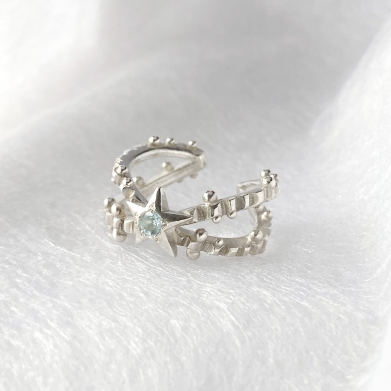 Stone sincere friendship star sterling silver ring silver925 - แหวนทั่วไป - เงินแท้ สีใส