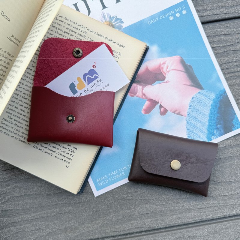 Minimalist Genuine Leather No-Sew Card Holder - กระเป๋าใส่เหรียญ - หนังแท้ หลากหลายสี