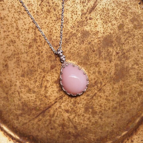 Maya Tara 瑪雅塔拉 天然粉紅蛋白石 Pink Opal handmade Silver necklace
