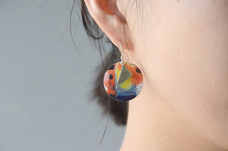 Illustration earrings ear pin ear clip general small round ear pin No. 7 - Earrings & Clip-ons - Sterling Silver Multicolor
