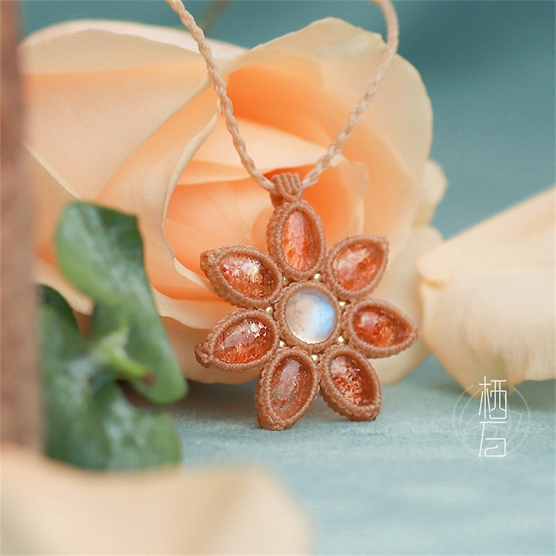Peri Stone Original Design Natural Secret Sun Stone Necklace Necklace Mans Braided Rope Jewelry - Necklaces - Gemstone 