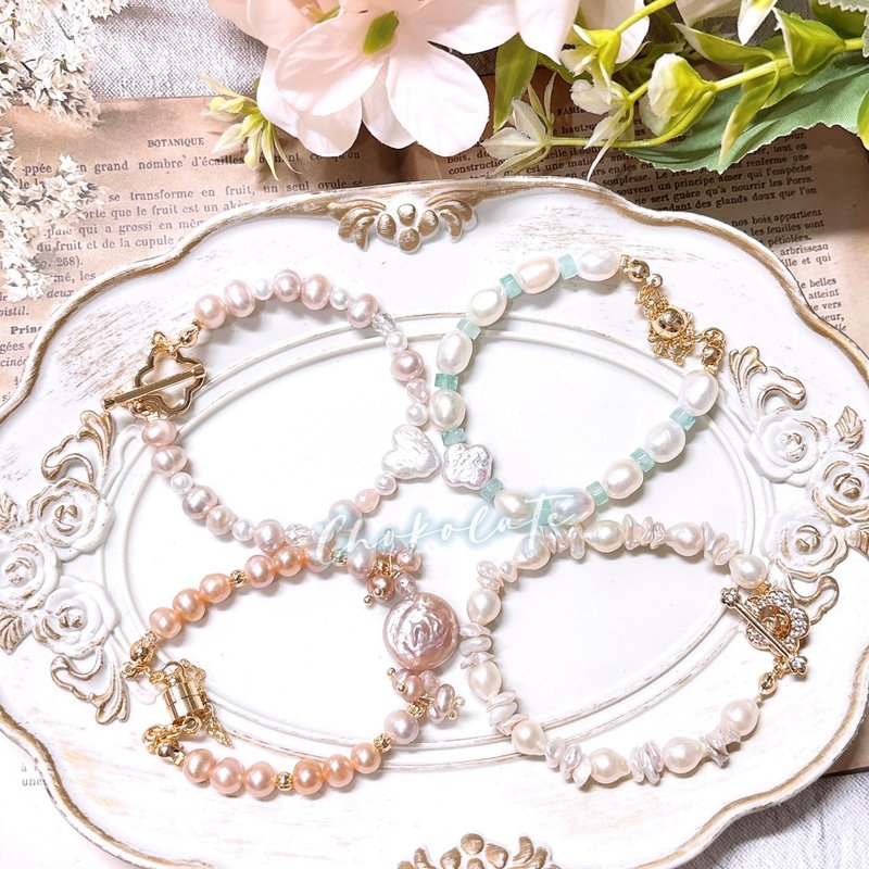 淡水珍珠手鏈 Freshwater pearl bracelet - 手鍊/手環 - 珍珠 多色