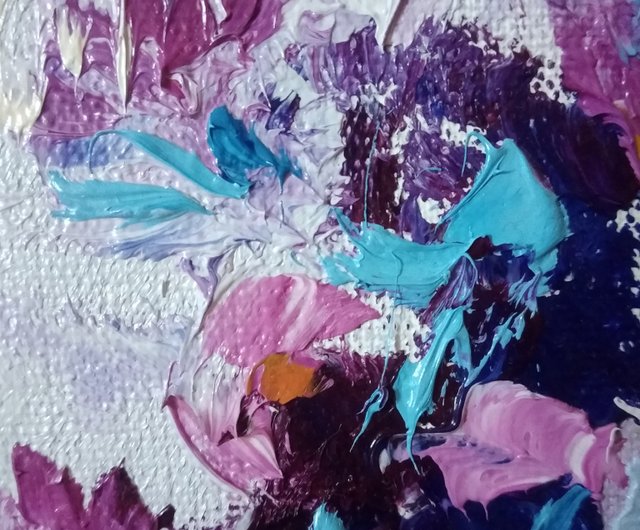 花の絵。原画。白と紫の花で絵を描きます。 - ショップ AboutART