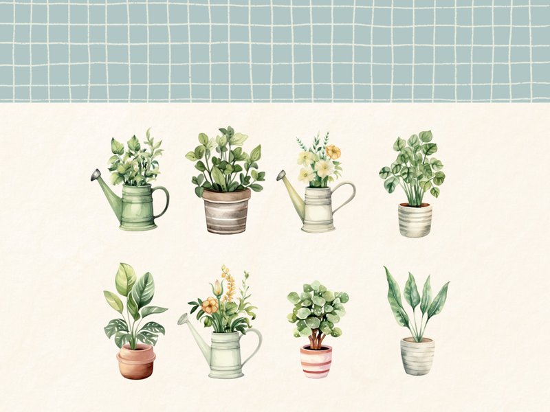 Notion模板用/植物主題圖標/方格封面 - 電子手帳及素材 - 其他材質 