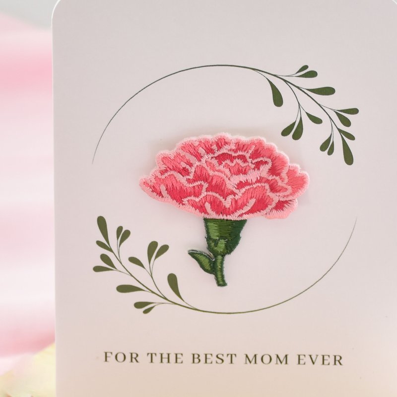 刺繡別針+母親節卡片 For the Best Mom Ever - 卡片/明信片 - 紙 