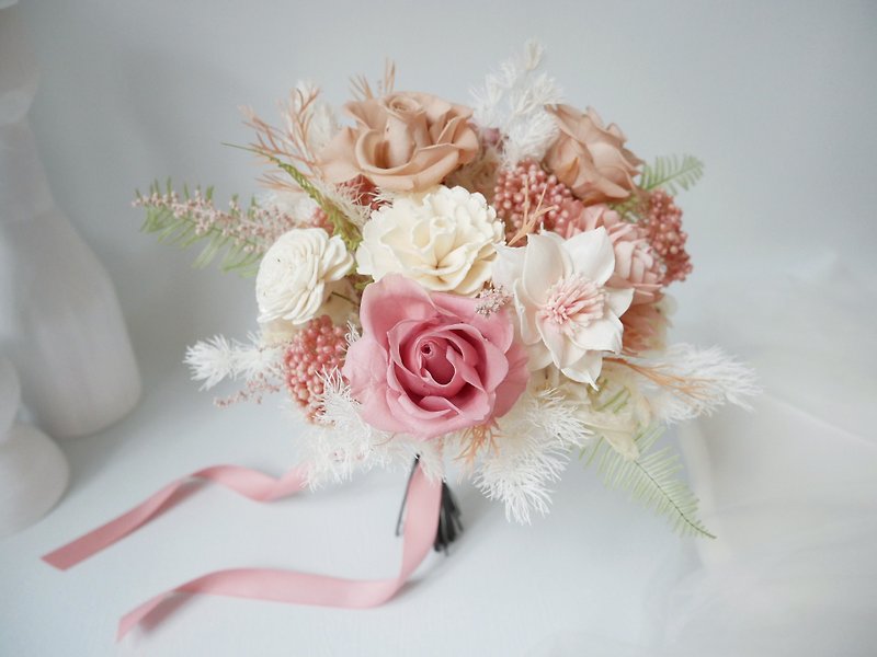 Natural everlasting bouquet [Monet Garden] everlasting bouquet/wedding shoot/wedding bouquet - Dried Flowers & Bouquets - Plants & Flowers Pink