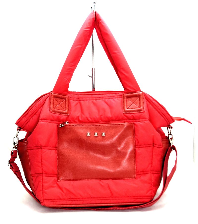 Easy life light nylon inter-cotton dual-use bag (handle bag/shoulder bag) ---- Carol red - กระเป๋าถือ - เส้นใยสังเคราะห์ สีแดง