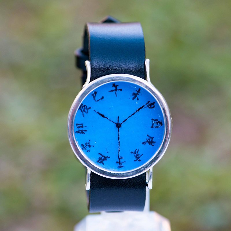 Edo letter wristwatch L deep blue Si - นาฬิกาผู้หญิง - โลหะ สีน้ำเงิน