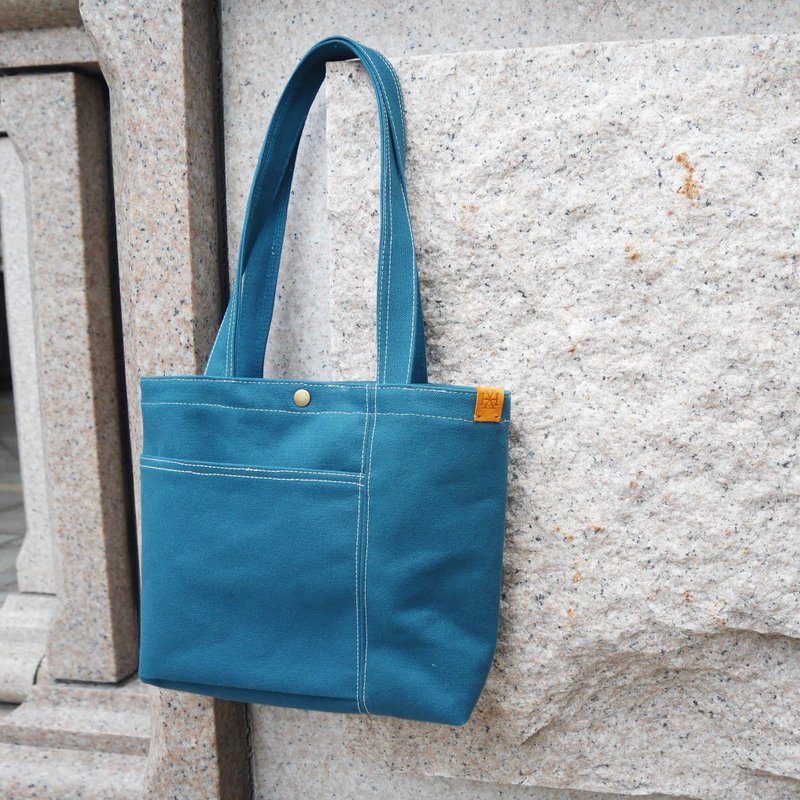 日式設計質感車線托特包M /簡約厚磅/台灣帆布/手提托特 #松綠 - 側背包/斜背包 - 棉．麻 綠色