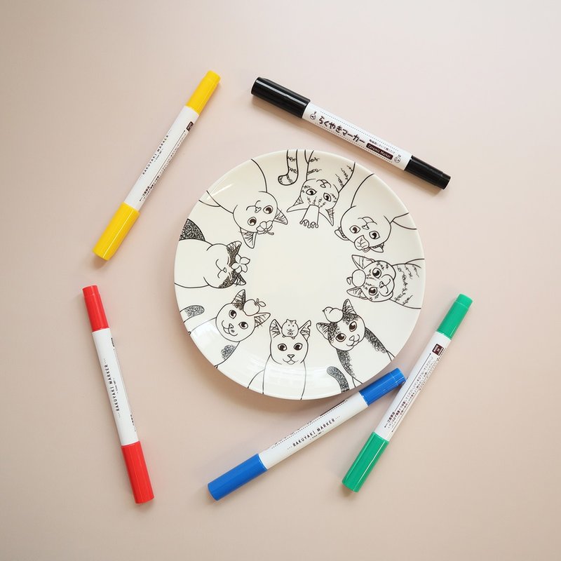 [Painting Creative Group] Happy Daily 6-inch Dessert Plate + Tao Le Pen (5 Colors) - วาดภาพ/ศิลปะการเขียน - เครื่องลายคราม หลากหลายสี