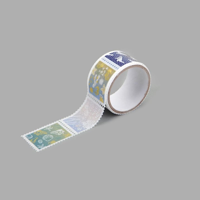 Dailylike 郵票紙膠帶(單捲)-02海洋,E2D03961 - 紙膠帶 - 紙 多色