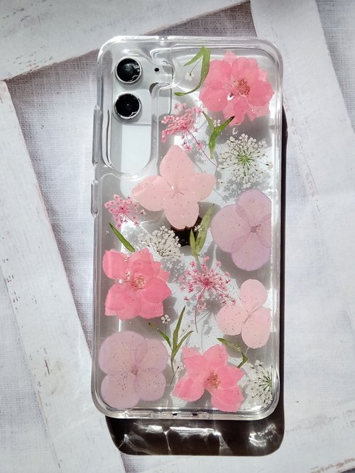 Anny's workshop 手作押花手機保護殼| Samsung Galaxy S23 | 粉色