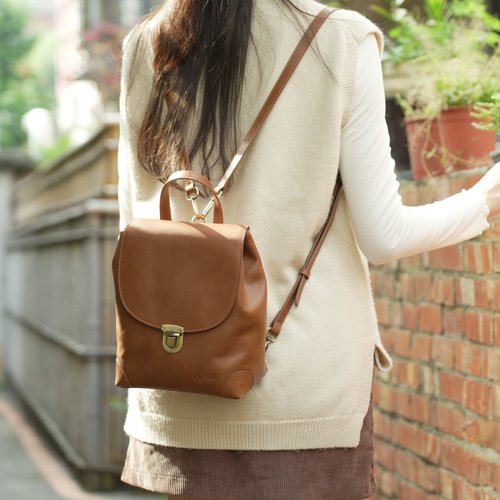 CALTAN DESIGN 【24hr快速出貨】城市筆記掀蓋真皮後揹包 234067ht