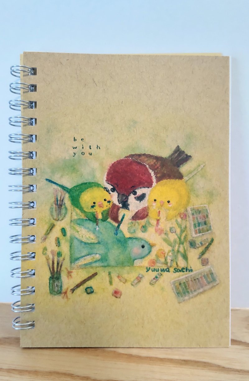 A6 Bird Notebook [With You] Stationery/Budgerigar/Sparrow - สมุดบันทึก/สมุดปฏิทิน - กระดาษ สีกากี