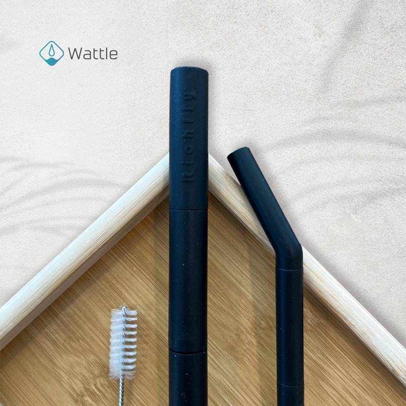 Wattle ∣ 積木吸管_珍珠粗吸管_黑色 - 環保吸管 - 矽膠 黑色