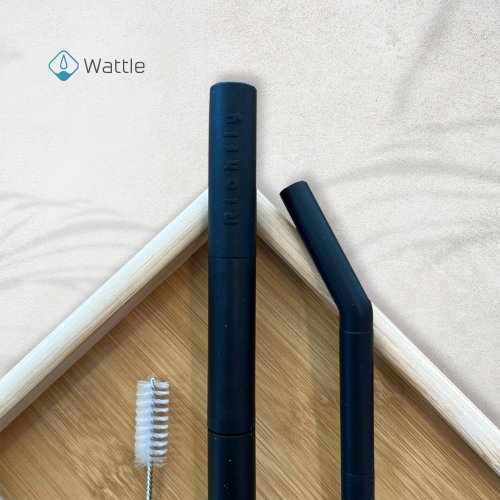 Wattle 全世界第一款個人化積木水壺 Wattle ∣ 積木吸管 珍珠粗吸管 黑色