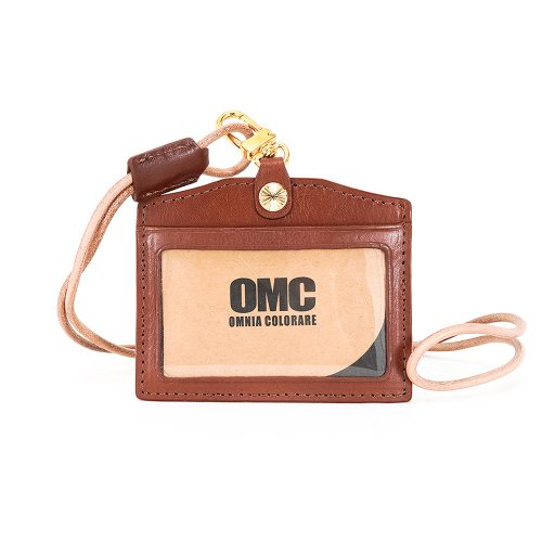 OMC 職人通用義大利植鞣革橫式牛皮證件套悠遊卡套(棕色)
