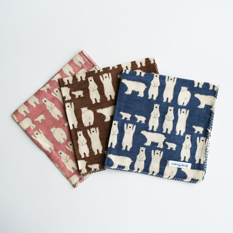 【cocowalk】Polar bear gauze handkerchief (three colors optional) - Other - Cotton & Hemp Multicolor