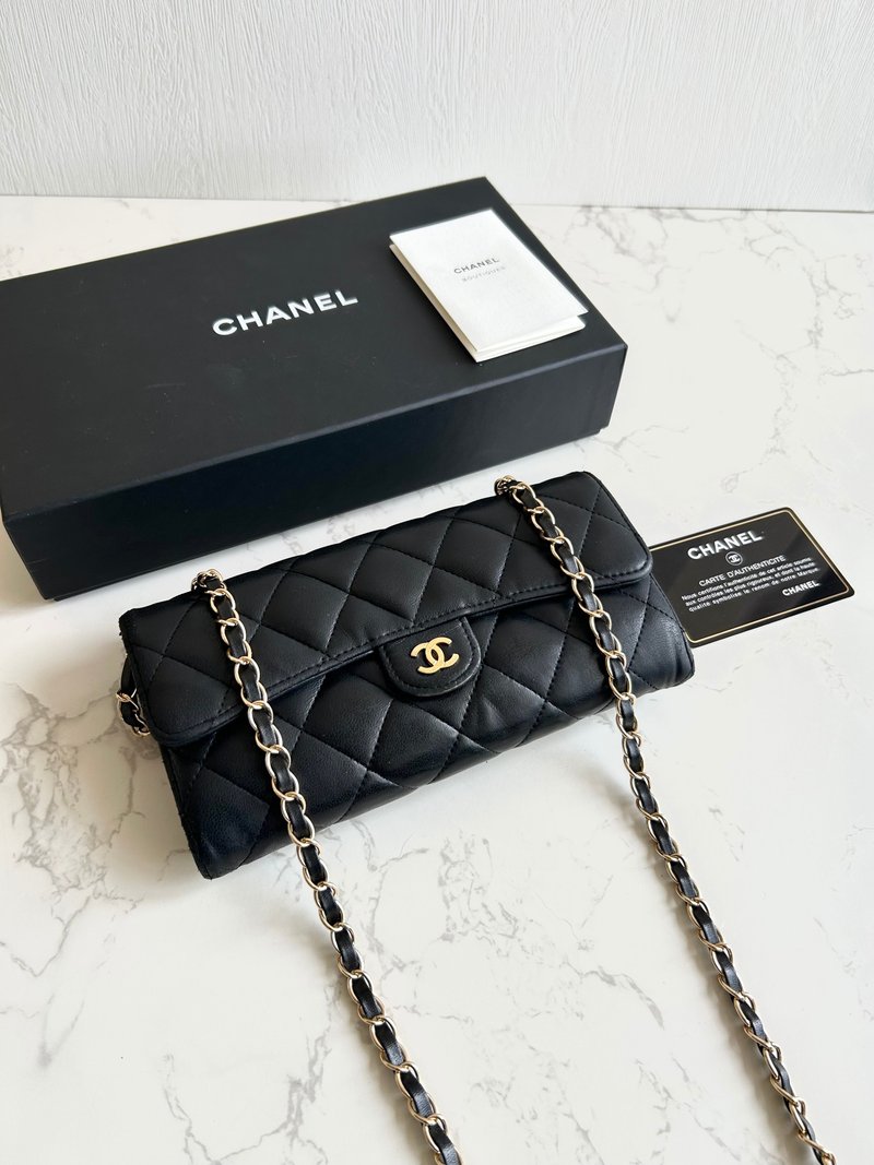 絕版古董包 Chanel黑色WOC皮革包 側背包 斜背包 中古二手包 長夾 - 側背包/斜背包 - 真皮 黑色