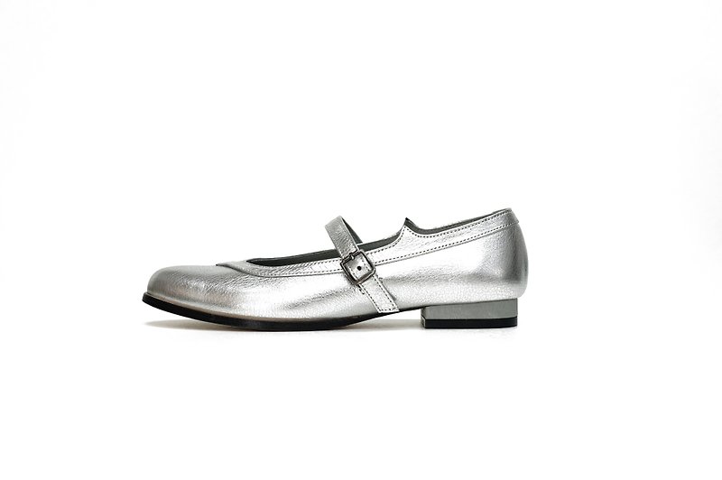 ZOODY / Bee / Handmade Shoes / Round Headband Mary Jane / Silver - Women's Leather Shoes - Genuine Leather Silver