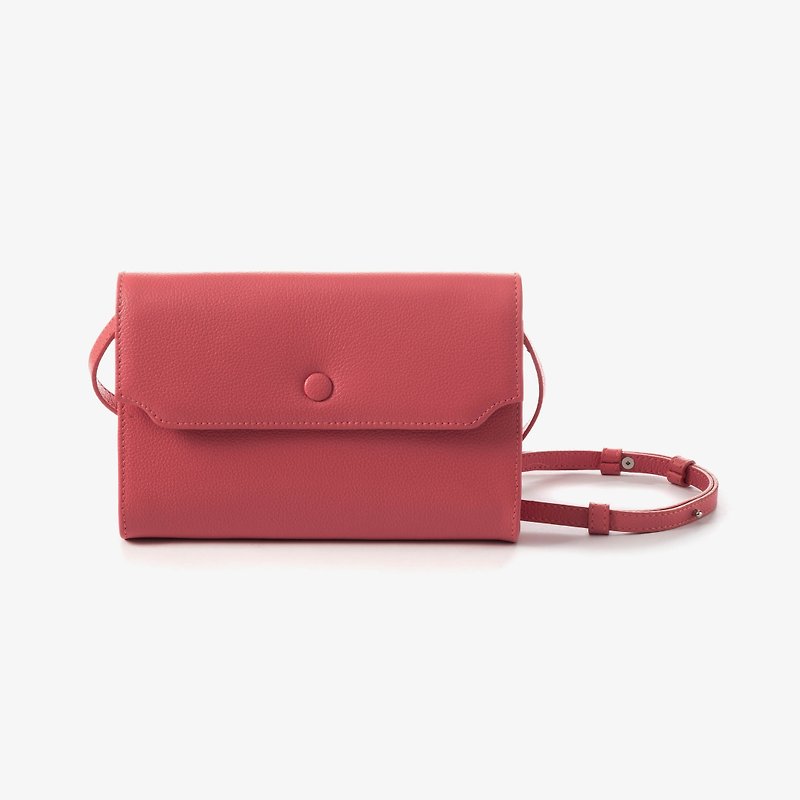 Bag-Genuine leather shoulder bag, mini size, model O - Messenger Bags & Sling Bags - Genuine Leather Pink