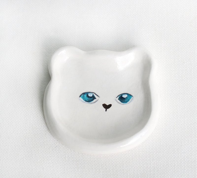 White bear storage dish / ornaments / small dishes / exchange gifts - Storage - Clay White