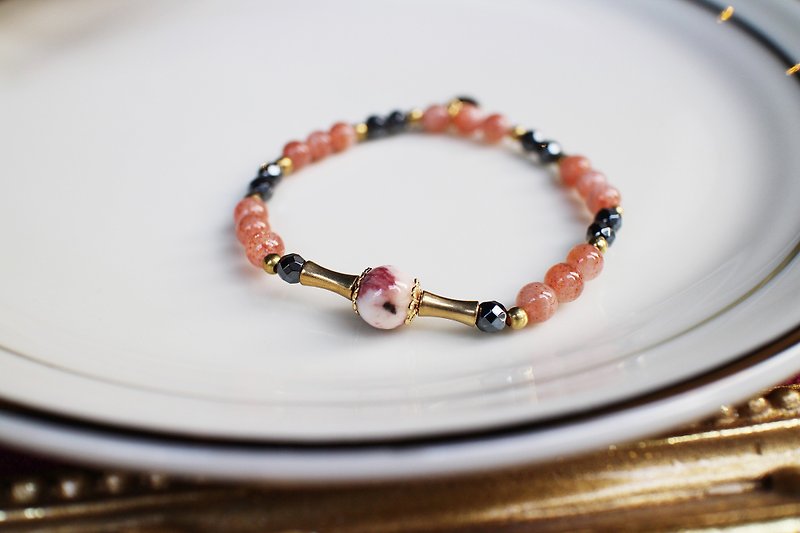 <Slow temperature natural stone series> C1032 red stone bracelet - Bracelets - Gemstone 