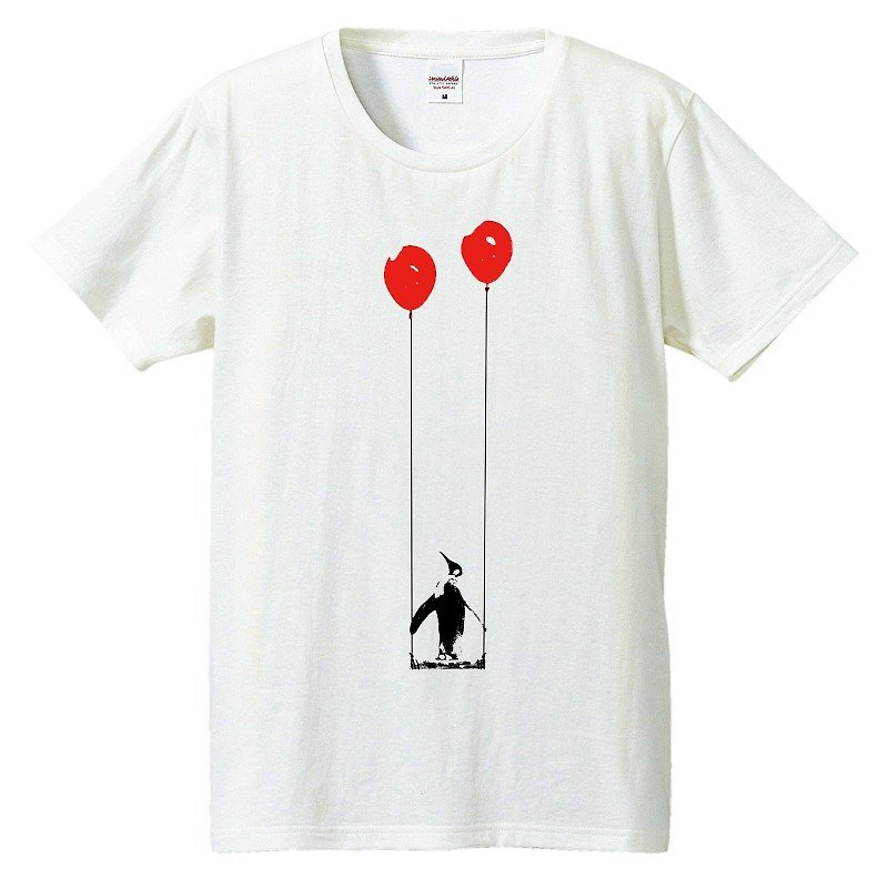 Tシャツ / ペンギンと風船とブランコ - 男 T 恤 - 棉．麻 白色