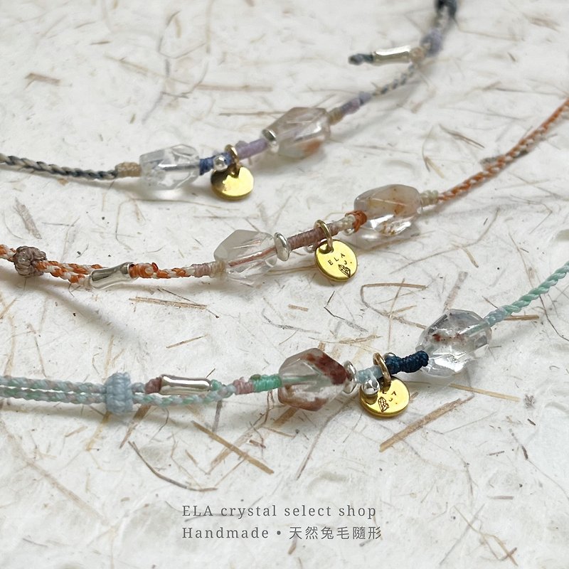 ELA exclusive design rabbit hair crystal kumihimo bracelet with buckle - Bracelets - Crystal Multicolor