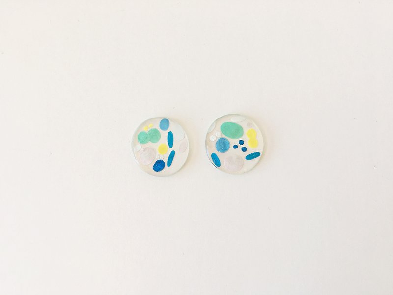 Pink Pond Series - Mini Floating Hand Painted Ear Earrings Earrings / Ear Clips - Earrings & Clip-ons - Other Materials Blue