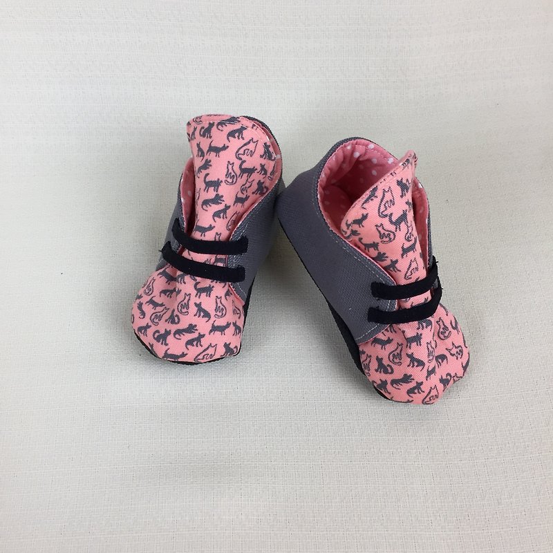 Va手工鞋休閒系列 親愛的貓咪 - 童裝鞋 - 棉．麻 粉紅色