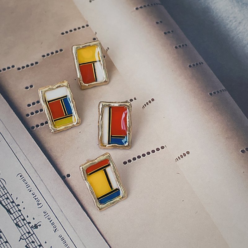 Handmade Mondrian Earrings | cloisonné - Earrings & Clip-ons - Resin Multicolor