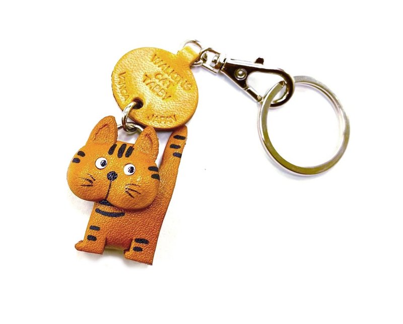 とらねこちゃん あるき 本革キーホルダ 日本製 バンカクラフト - 鑰匙圈/鑰匙包 - 真皮 咖啡色
