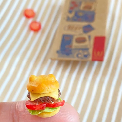 JL Grocery 【美式】 貓咪漢堡飽耳環 | 黏土飾物 | 微縮飾物