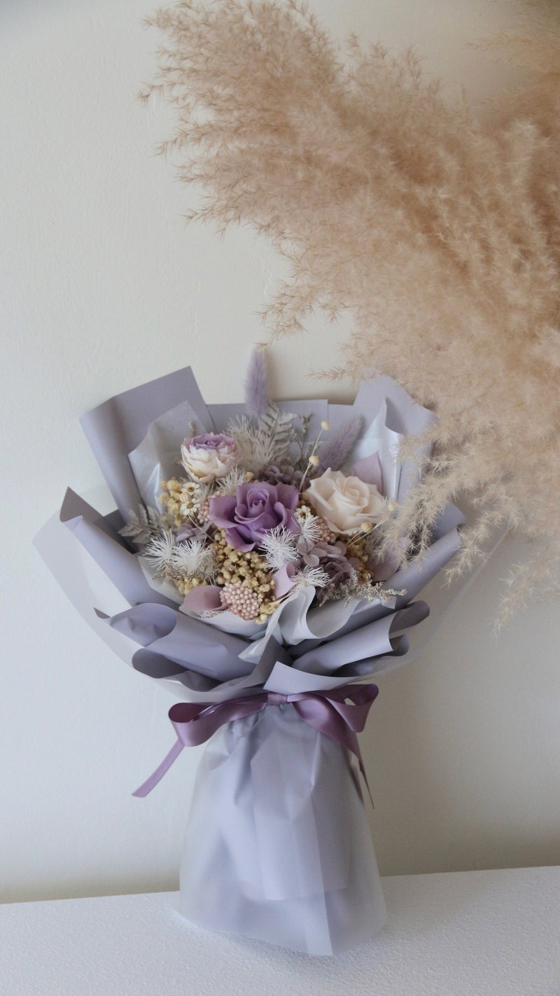 [Teacher Appreciation Gift] Teacher’s Day Gift Everlasting Rose Teacher Appreciation Bouquet Everlasting Bouquet Glass Ball - Dried Flowers & Bouquets - Plants & Flowers Purple