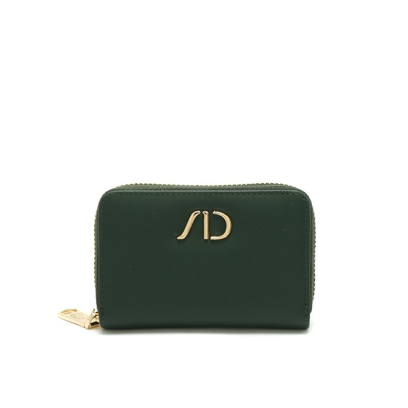 Soft texture Nappa leather zipper coin card holder green - กระเป๋าสตางค์ - หนังแท้ สีเขียว