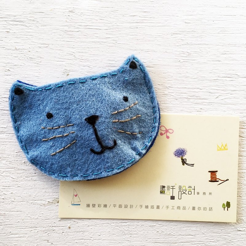 Hair clip / kitten 喵喵喵 (blue) / BB clip - Hair Accessories - Cotton & Hemp Blue