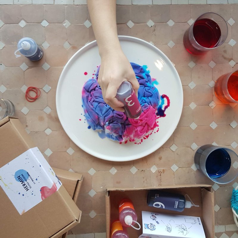 Pre-order [Get started with the first tie-dyeing] DIY hand-tying and dyeing experience material group (with instructional video) - วาดภาพ/ศิลปะการเขียน - สี หลากหลายสี