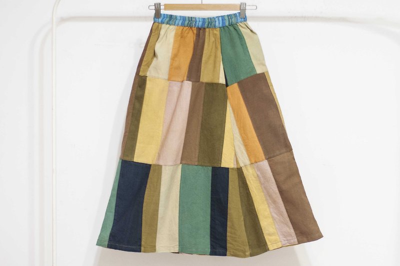Cotton and linen patchwork skirt / ethnic skirt / color block stitching skirt / bohemian skirt - South American forest hills - กระโปรง - ผ้าฝ้าย/ผ้าลินิน หลากหลายสี